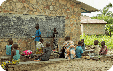 Students learning together outdoors